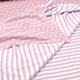 Knitted cotton stripes double sided stripes and dots Pink