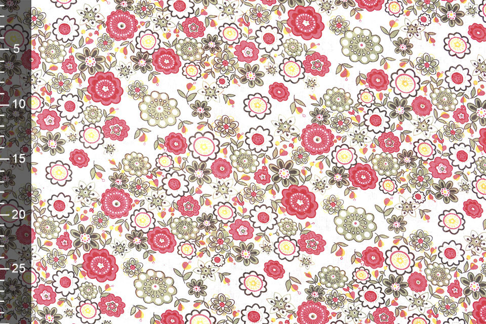 100% Cotton Blomster Pink Green