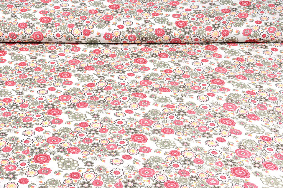 100% Katoen Blomster Roze Groen