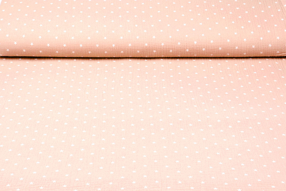 Double Gauze Fabric stars Peach