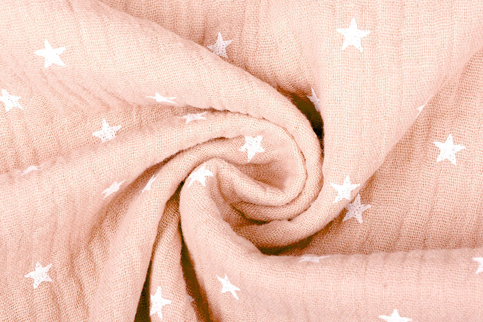 Double Gauze Fabric stars Peach