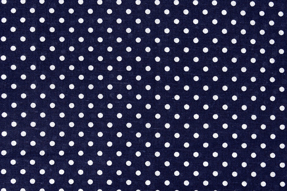 100% Cotton Dots Dots Navy White