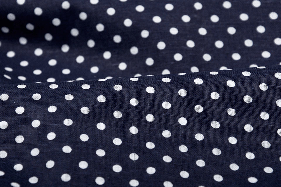 100% Baumwolle Punkte Dots Marine Weiß