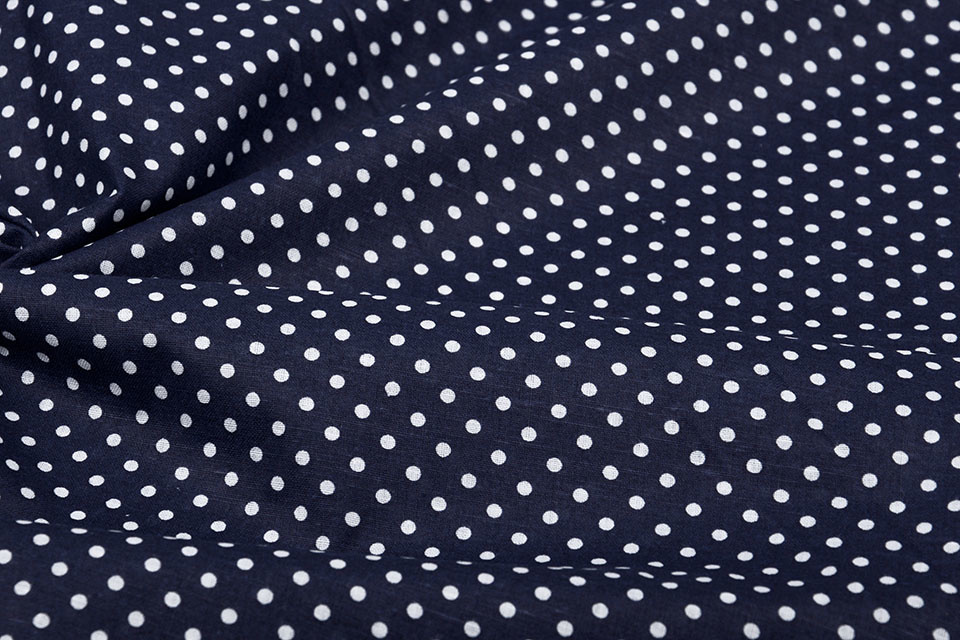 100% Cotton Dots Dots Navy White