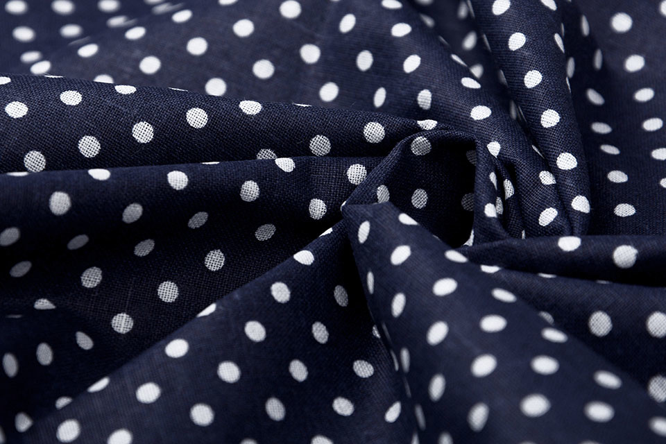 100% Cotton Dots Dots Navy White