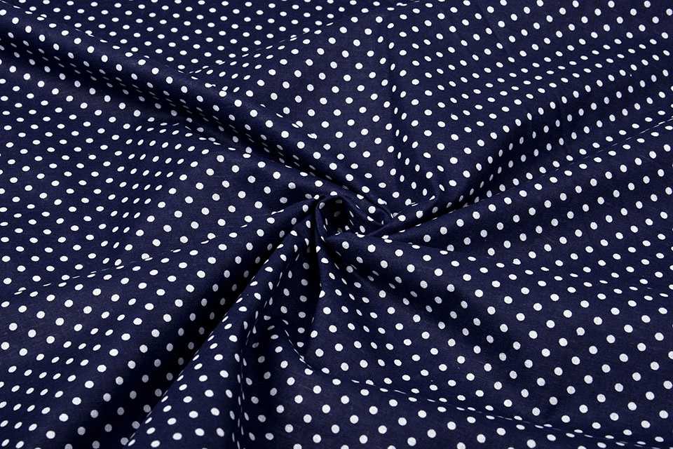 100% Cotton Dots Dots Navy White