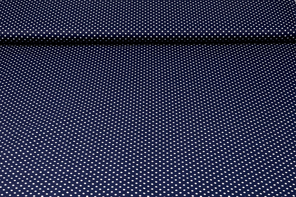 100% Cotton Dots Dots Navy White