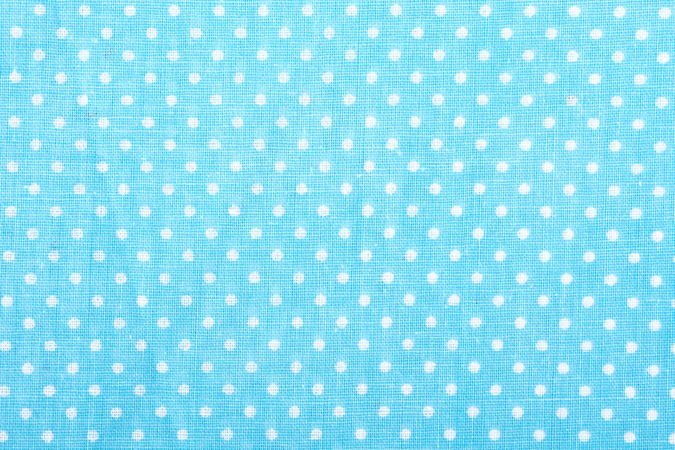 100% Cotton Dots Mini Aqua White
