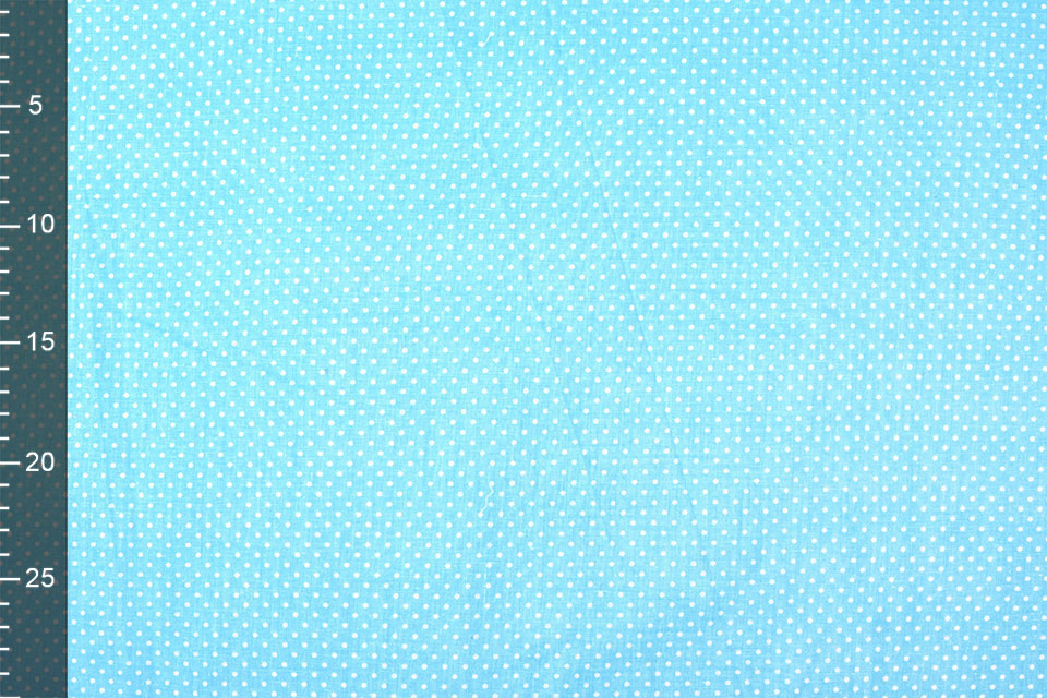 100% Cotton Dots Mini Aqua White