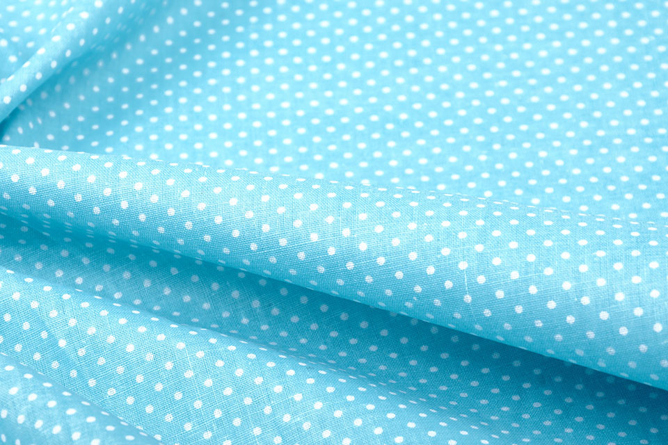 100% Cotton Dots Mini Aqua White