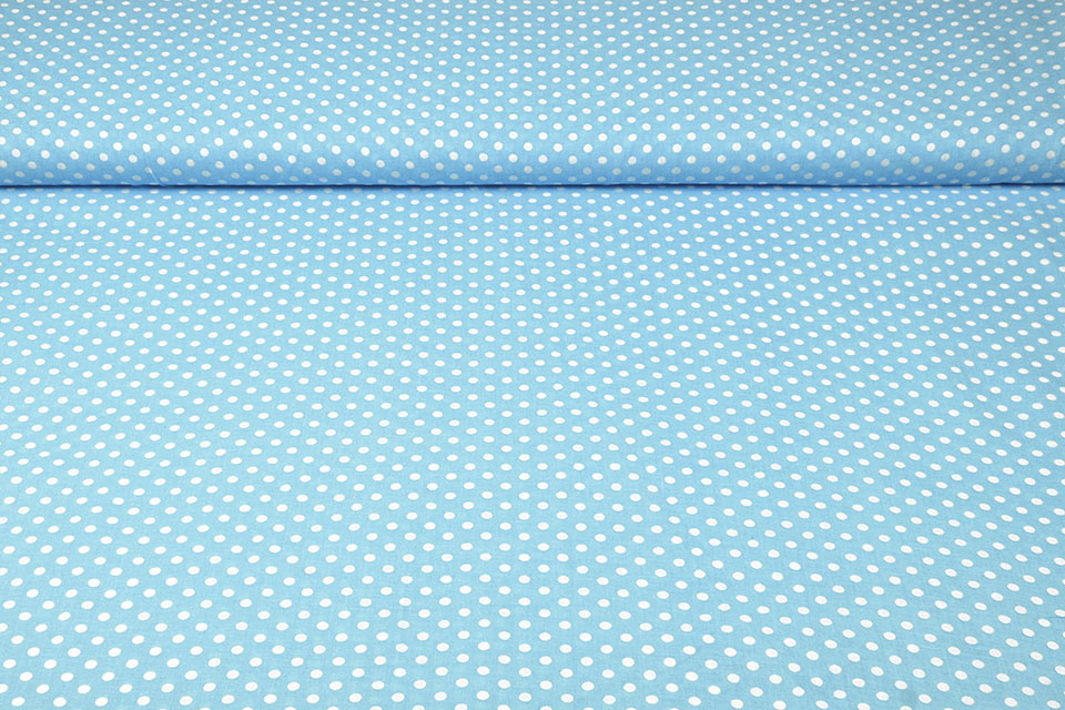 100% Cotton Dots Dotto Greyblue White