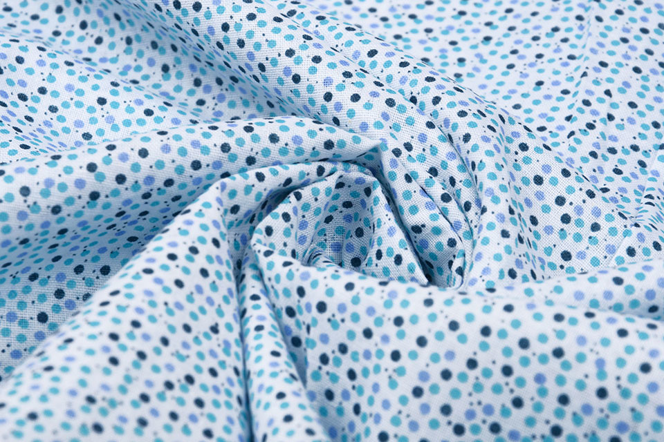 100% Baumwolle Punkte Pokodot Blau