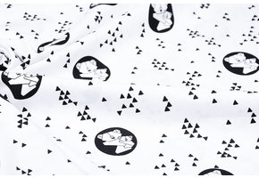 100% Baumwolle  Kleiner Bär Weiß Schwarz