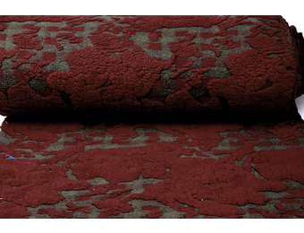 Gestrickter Wollstoff Schafswolloptik Karo Bordeaux