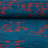 Gebreide Wollen stof Schapenwollook Ruit Petrol Rood