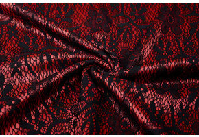 Lace on Charmeuse Red