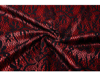 Lace on Charmeuse Red