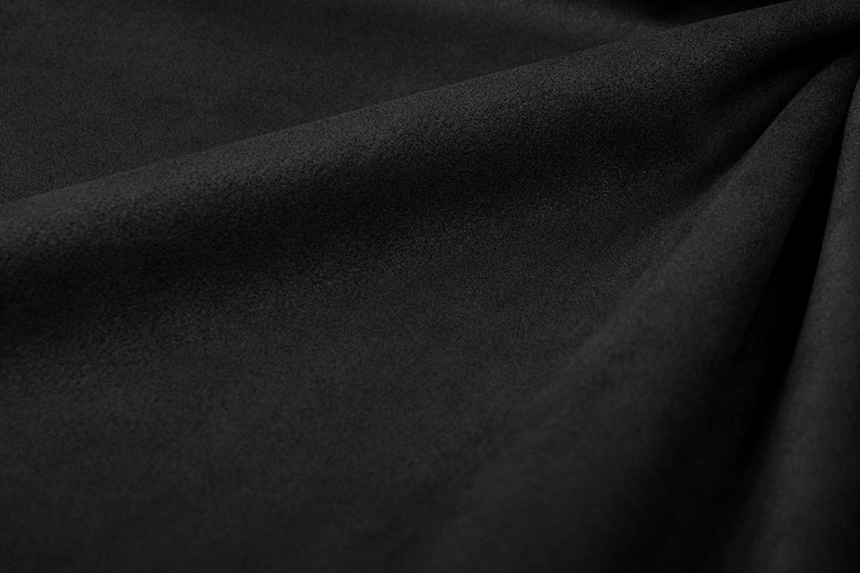 Luxe Stretch Two-Ply Microfiber Suede/Scuba Fabric Black 15 yard bolt
