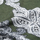 Tricot Bloemen Army Groen