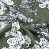 Tricot Bloemen Army Groen