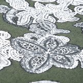 Tricot Bloemen Army Groen