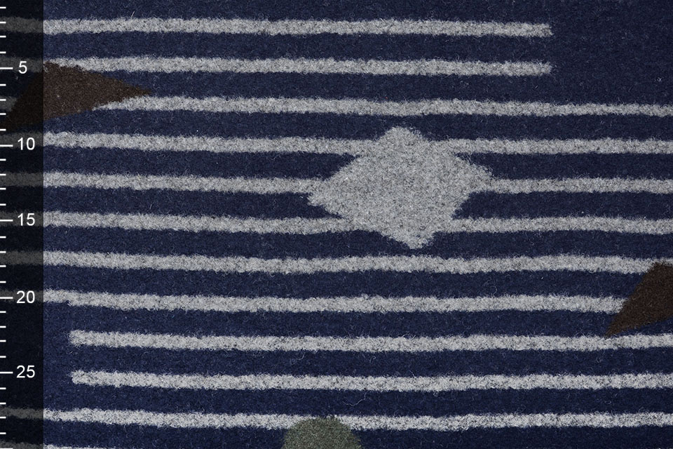Gestrickter Wollstoff Streifen Kubic Marine
