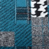 Gebreide Wollen stof Quiltlook Pied-de-poule Petrol Blauw