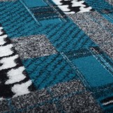 Knitted Woolen fabric Quilt look houndstooth Petrol Blue