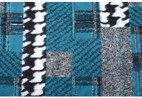 Knitted Woolen fabric Quilt look houndstooth Petrol Blue