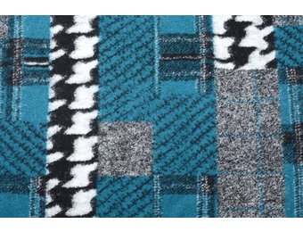 Knitted Woolen fabric Quilt look houndstooth Petrol Blue