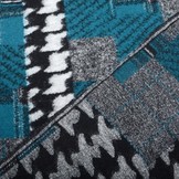Gebreide Wollen stof Quiltlook Pied-de-poule Petrol Blauw