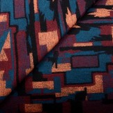 Gebreide Wollen stof Petrol Brique