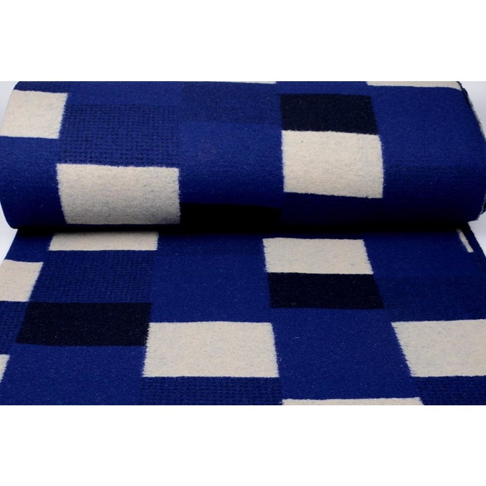 Knitted Woolen fabric Checkered Cobalt Blue YES Fabrics