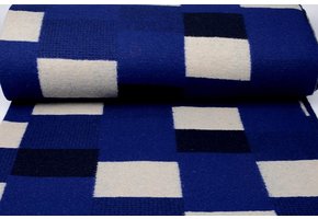 Gestrickter Wollstoff Kariert Kobaltblau