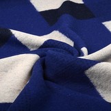 Gestrickter Wollstoff Kariert Kobaltblau