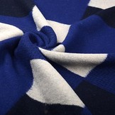 Gebreide Wollen stof Geblokt Kobaltblauw