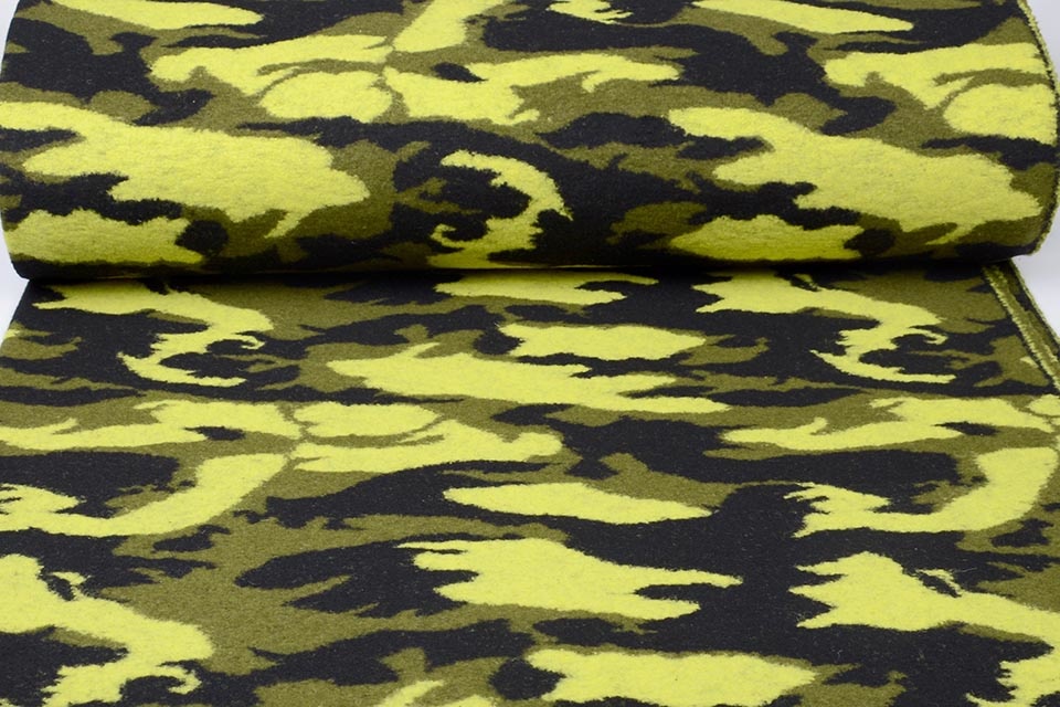 Knitted Woolen fabric Army Yellow