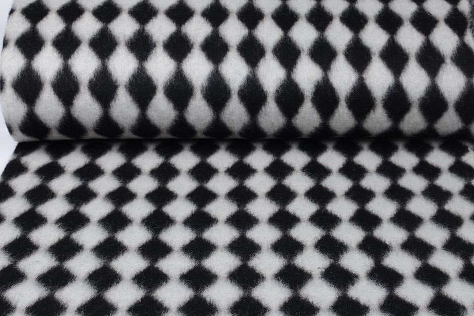 Gebreide Wollen stof Zwart Wit - YES Fabrics