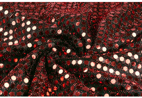 Pailletten op Lurex Zwart-Rood