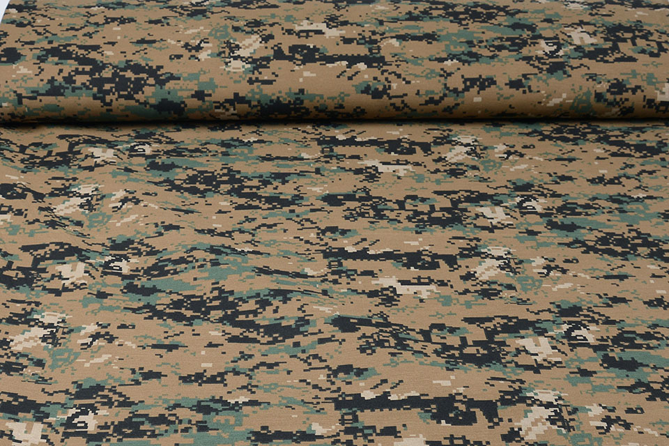 Polyester Cotton Pixels Army Green