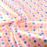 Poly Satijn Roze Stippen Multi