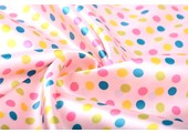 Polyester-Satin Rosa Punkte Multi