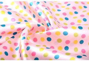 Polyester-Satin Rosa Punkte Multi