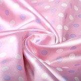 Poly Satin Pink Dots Lila Creme