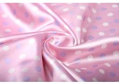 Poly Satin Pink Dots Lila Creme