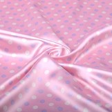 Poly Satin Pink Dots Lila Creme