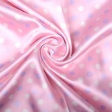 Poly Satijn Roze Stippen Lila Creme