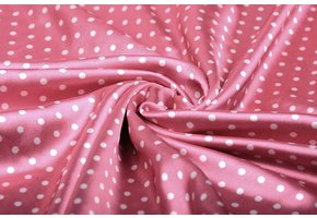 Poly Satijn Stippen Roze Wit