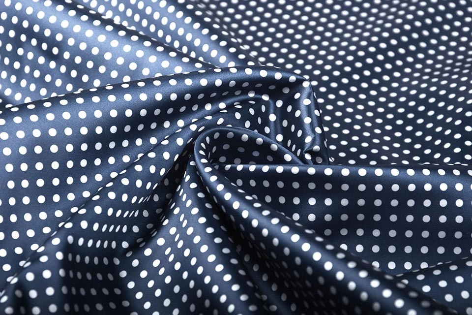 Poly Satin Dots Navy White