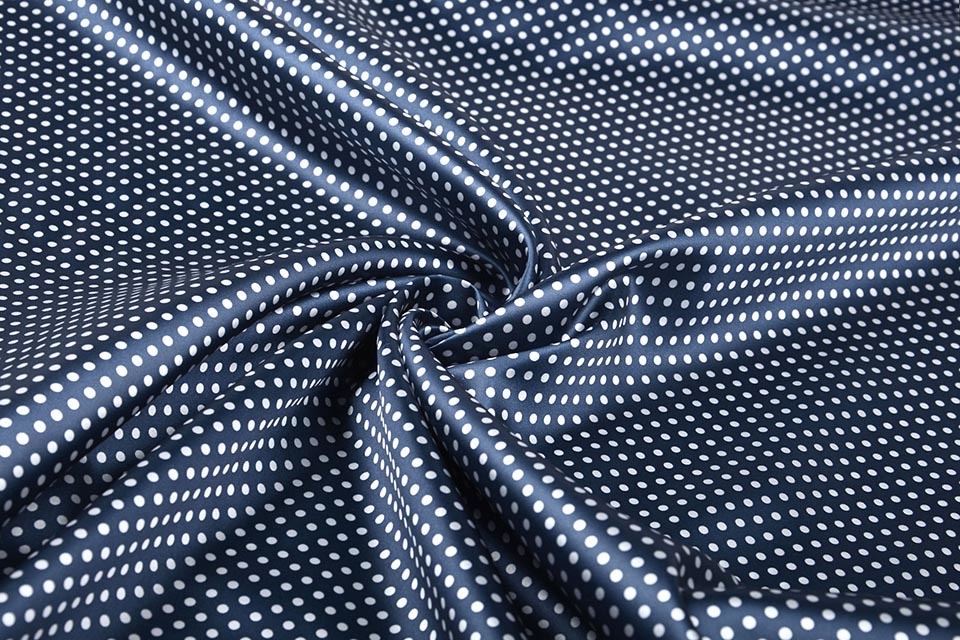 Poly Satin Dots Navy White